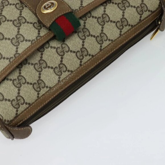 GUCCI GG Supreme Web Sherry Line Shoulder Bag PVC Beige 56 02 032 Auth BA2084 - Picture 7 of 16